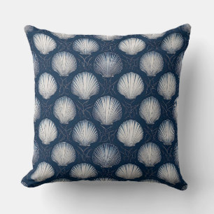 Strandinspirierte Navy- und weiße Muschel  Kissen