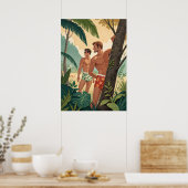 Strandjungen im Wald Poster (Küche)