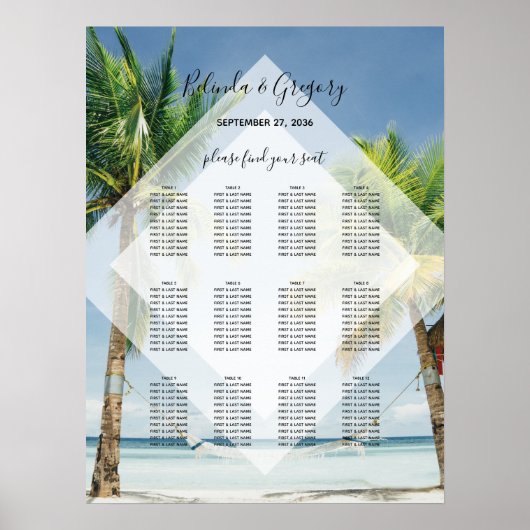 Strandkarte für tropische Palmen Poster (Vorne)