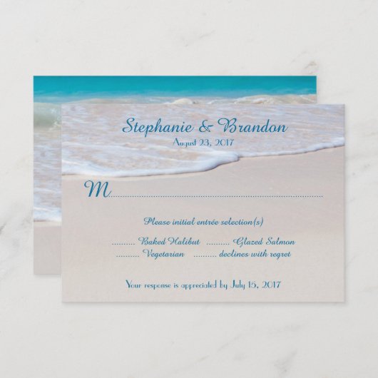 Strandkarten mit Menü RSVP Karte (Vorne/Hinten)