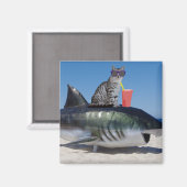 STRANDKATZE AUF SCHARKEN FUNNY Magneten Magnet (Vorderseite/Rückseite)