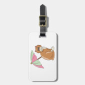 Strandkatze mit rosa und grünem Schirm Gepäckanhänger (Vorderseite vertikal)