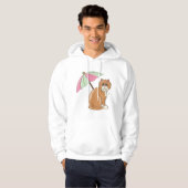 Strandkatze mit rosa und grünem Schirm Hoodie (Vorne ganz)