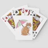 Strandkatze mit rosa und grünem Schirm Spielkarten (Rückseite)