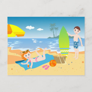Strandkinder Geburtstagsfeier Danke schön Postkarte