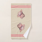Strandkorallen Pink Streifen und Muscheln Badhandtuch Set (Handtuch)
