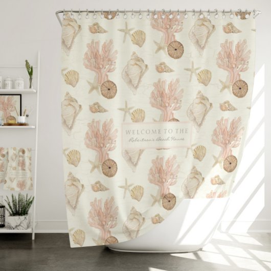 Strandkorallen Starfish Muschel Wasserfarbe Duschvorhang
