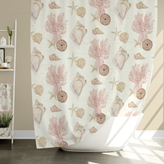 Strandkorallen Starfish Muschel Wasserfarbe Duschvorhang