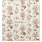 Strandkorallen Starfish Muschel Wasserfarbe Duschvorhang (Vorderseite)