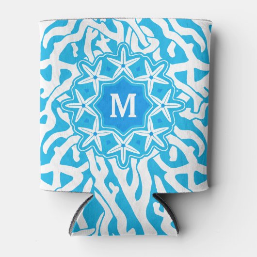 Strandkorallenriff Starfish Monogram | Hellblau Dosenkühler (Vorderseite)