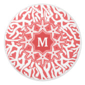 Strandkorallenriff Starfish Monogram in Coral Pink Keramikknauf (Vorderseite)
