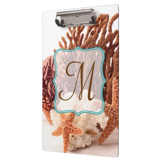 Strandkorallensternfisch Monogram Initial Clip Boa Klemmbrett (Links)