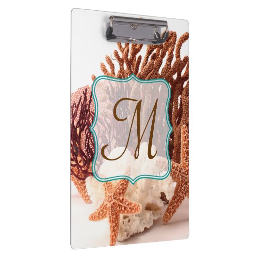Strandkorallensternfisch Monogram Initial Clip Boa Klemmbrett (Rechts)