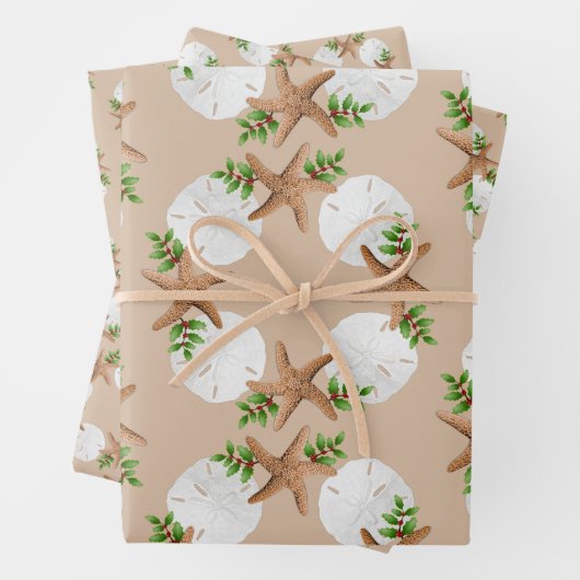 Strandkranz Stars Sand Dollars Sand Tan Geschenkpapier Set (Beispiel)