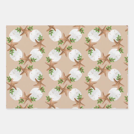 Strandkranz Stars Sand Dollars Sand Tan Geschenkpapier Set (Vorderseite)