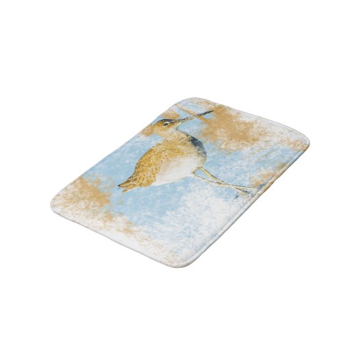 Strandkunst mit Willet Shorebird Badematte (Schrägansicht)