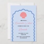 Strandküste Bachelorette Wochenende Seashell Einladung (Vorderseite)