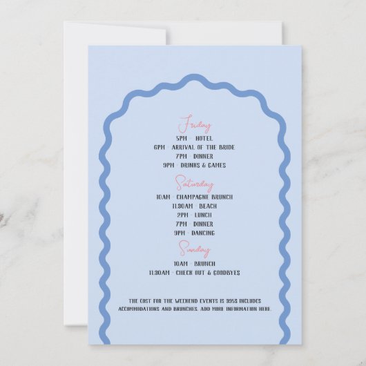 Strandküste Bachelorette Wochenende Seashell Einladung (Rückseite)