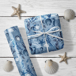 Strandküste Blue Sea Life Geschenkpapier