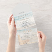 Strandküste/Hochzeit am Meer All In One Einladung (Abreißen)