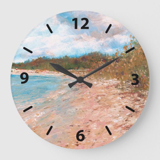 Strandküste Kunst Große Wanduhr (Vorderseite)