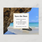 Strandküste mit Big Rock Save the Date Einladungspostkarte (Vorderseite)