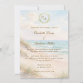 Strandküste monogrammierte Hochzeit Einladung (Vorderseite)