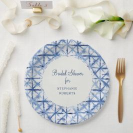 Strandküste Navy Blue White Brautparty Pappteller