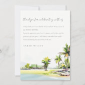 Strandküste Palmenbaum Wasserfarbenes Brautparty Dankeskarte (Vorderseite)