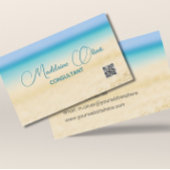 Strandküste QR Code Blau Moderne Visitenkarte