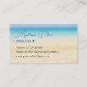 Strandküste QR Code Blau Moderne Visitenkarte (Rückseite)