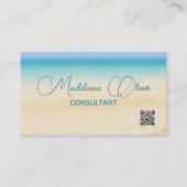 Strandküste QR Code Blau Moderne Visitenkarte (Vorderseite)