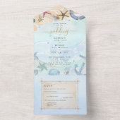 Strandküste Rustic Boho Wedding RSVP MENU All in One Einladung (Innen Boden)