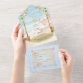 Strandküste Rustic Boho Wedding RSVP MENU All In One Einladung (Abreißen)