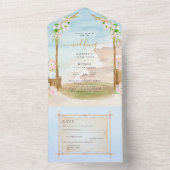 Strandküste Rustic Boho Wedding RSVP MENU All In One Einladung (Innen Boden)