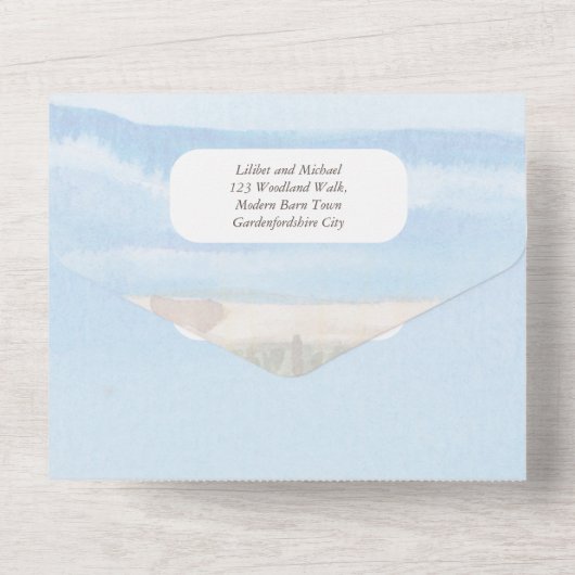 Strandküste Rustic Boho Wedding RSVP MENU All In One Einladung (Rückseite)