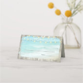 Strandküste Rustikale Holzsäulenleuchten Hochzeit Platzkarte (Vorderseite)