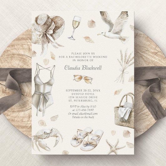 Strandküste Tropisches Bachelorette Wochenende Einladung