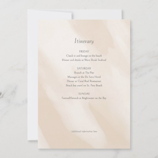 Strandküste Tropisches Bachelorette Wochenende Einladung (Rückseite)