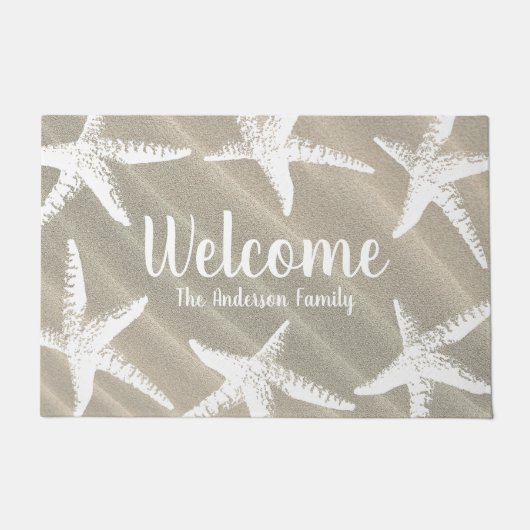 Strandküste Weißer Starfish & Sand Fußmatte (Vorderseite)