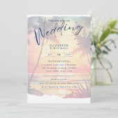 Strandküste Zielort Sonnenuntergang Tropische Hoch Einladung (Stehend Vorderseite)