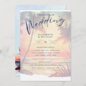 Strandküste Zielort Sonnenuntergang Tropische Hoch Einladung (Vorne/Hinten)