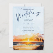 Strandküste Zielort Sonnenuntergang Tropische Hoch Einladung (Vorderseite)