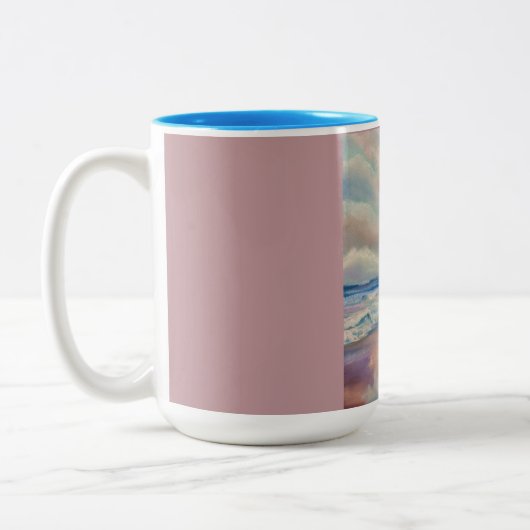 Strandküstenliniewellen Zweifarbige Tasse (Links)
