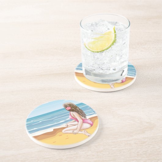 Strandladie Getränkeuntersetzer (Seite)