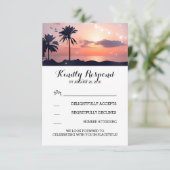 Strandlampen Palm Sonnenuntergang Hochzeit RSVP Ka (Stehend Vorderseite)