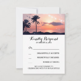 Strandlampen Palm Sonnenuntergang Hochzeit RSVP Ka Karte