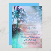 Strandlampen Palmen Hochzeit einladen Einladung (Vorne/Hinten)