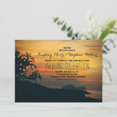 Strandlampen Palmen Hochzeitsreise Einladung (Stehend Vorderseite)