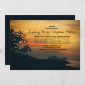 Strandlampen Palmen Hochzeitsreise Einladung (Vorne/Hinten)